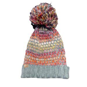 Roots Chunky Knit Pom Beanie Toque | Gray Multi Ombre | Winter Warmth